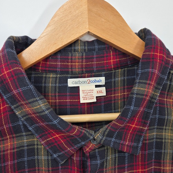 Carbon2Cobalt Mens XXL 2XL Flannel Shirt Plaid Long Sleeve Button Up Christmas - Picture 3 of 6